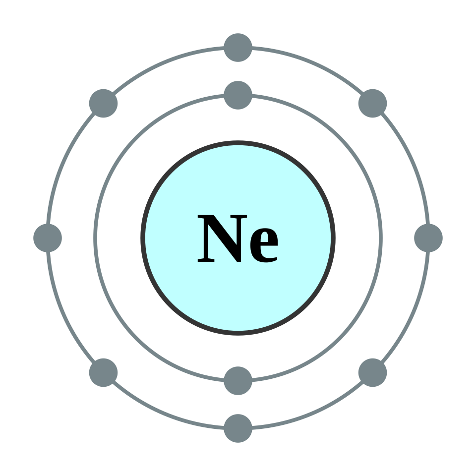 檔案:Electron shell 010 Neon - no label.svg